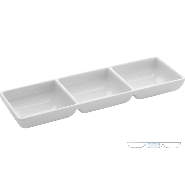 Container for 3 Sauces White Melamine
